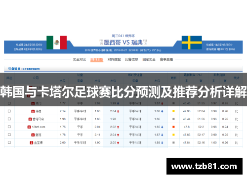韩国与卡塔尔足球赛比分预测及推荐分析详解